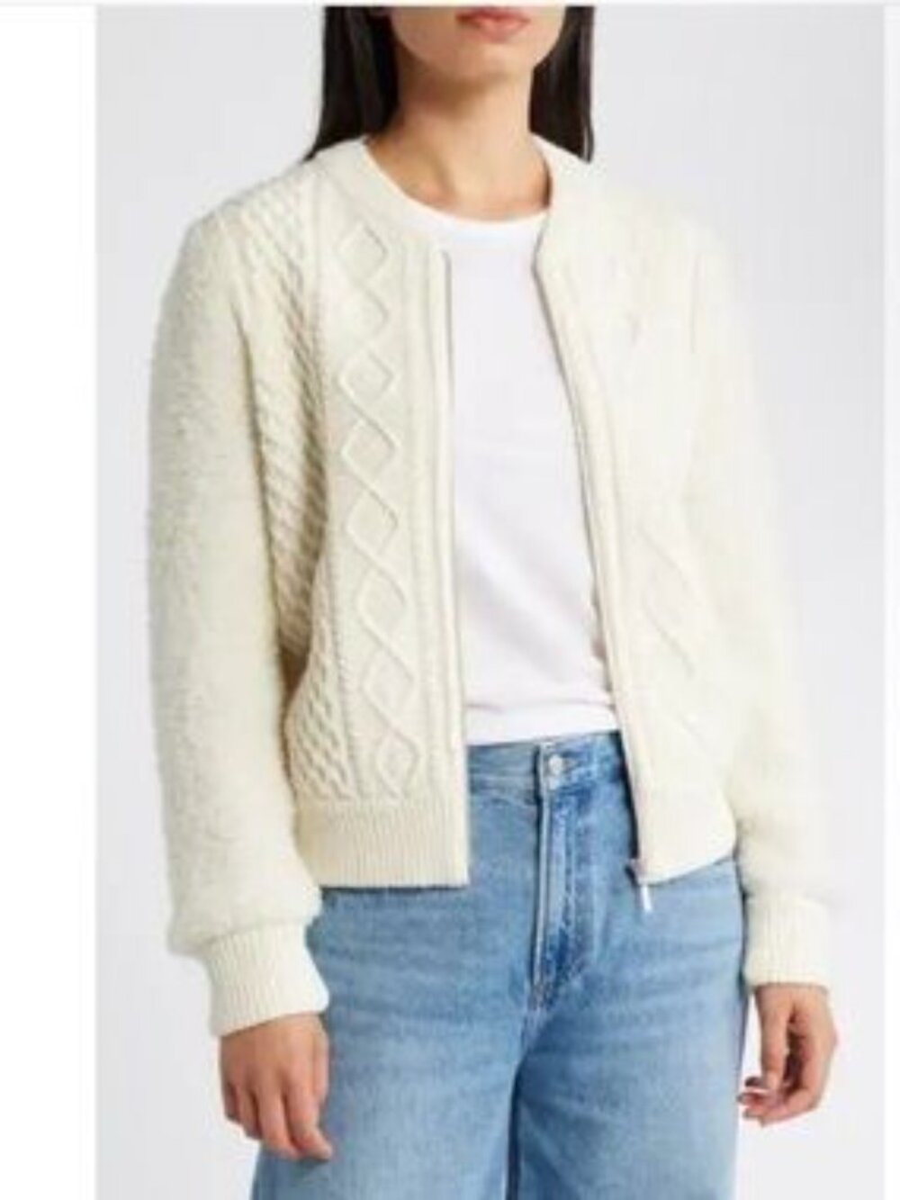 Caslon Cable Zip Up Cardigan XS